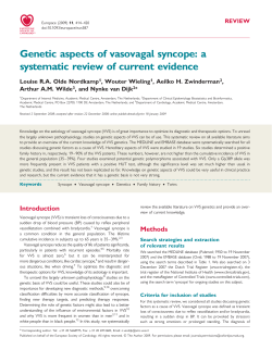 Genetic aspects of vasovagal syncope: a systematic review of