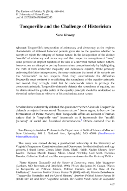 Tocqueville and the Challenge of Historicism