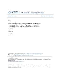 New Perspectives on Ernest Hemingway`s Early Life and Writings