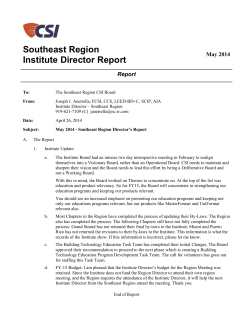 Southeast Region Institute Director Report