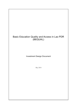 Basic Education Quality and Access in Lao PDR (BEQUAL)