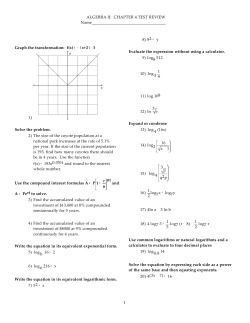 ALGEBRA II: CHAPTER 4 TEST REVIEW
