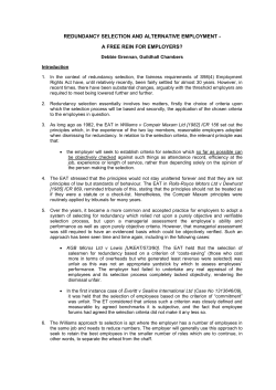 redundancy selection and alternative employment