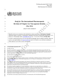 Draft for The International Pharmacopoeia Revision of Chapter 2.6