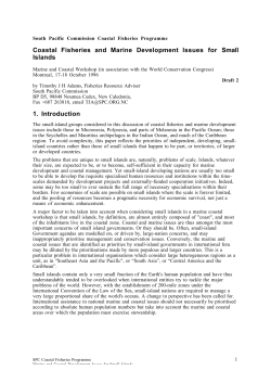 Coastal Fisheries and Marine Development Issues for Small Islands