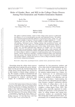 Roles of Gender, Race, and SES in the College Choice Process