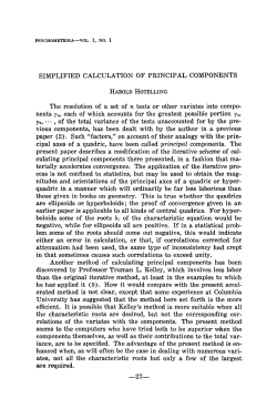 Simplified calculation of principal components