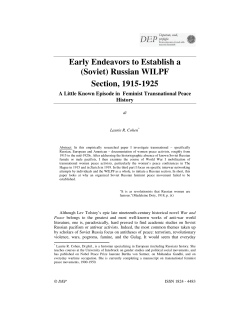 (Soviet) Russian WILPF Section, 1915-1925