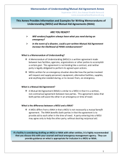Memorandum of Understanding/Mutual Aid Agreement Annex