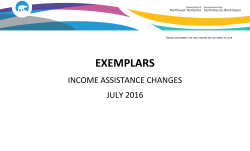 Exemplars, Income Assistance Changes, July 2016