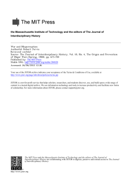 "War and Misperception." Journal of Interdisciplinary History, 18, 4