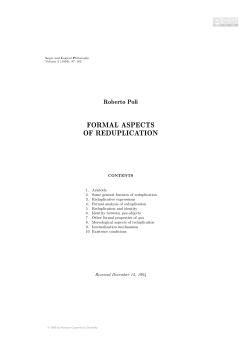 FORMAL ASPECTS OF REDUPLICATION