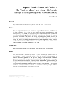 Augusto Ferreira Gomes and Orpheu 3: The &ldquo;Death of a Faun&rdquo; and