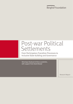 Post-war Political Settlements: From Participatory Transition