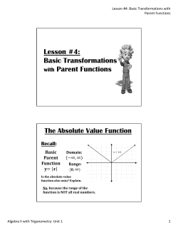 Lesson #4: Basic Transformations with Parent Functions
