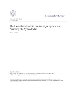 The Conditional Sale in Louisiana Jurisprudence