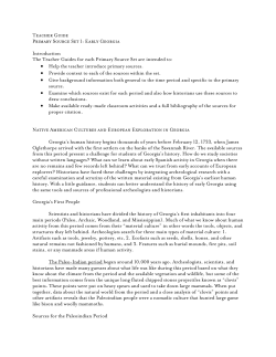 TEACHER GUIDE PRIMARY SOURCE SET 1: EARLY GEORGIA