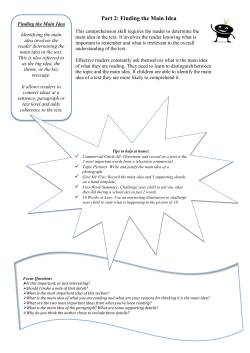 Part 2: Finding the Main Idea