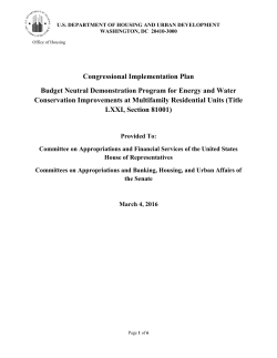 Congressional Implementation Plan Budget Neutral Demonstration