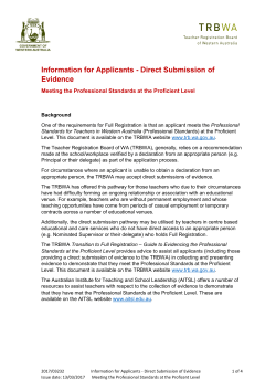 Information for Applicants - Direct Submission of Evidence