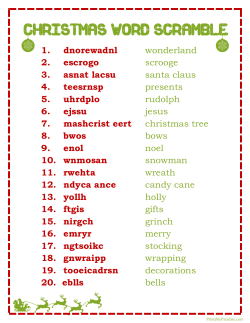 Christmas Word SCRAMBLE