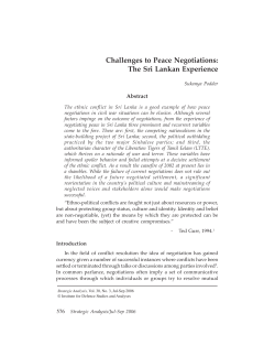 Challenges to Peace Negotiations - Institute for Defence Studies