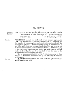 42 Victoriae 1878 No 48 Lyttelton Waterworks Transfer