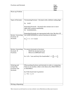Fractions and Decimals