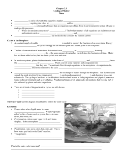 Chapter 2.3 Cycling of Matter Notes