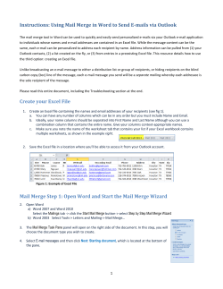 Instructions: Using Mail Merge in Word to Send E