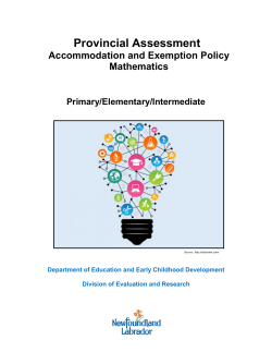 Provincial Assessment - Department of Education