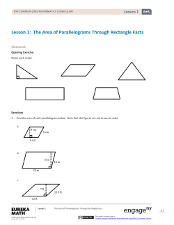 Lesson 1: The Area of Parallelograms Through Rectangle Facts