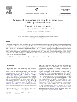 Influence of temperature and salinity on heavy metal uptake by