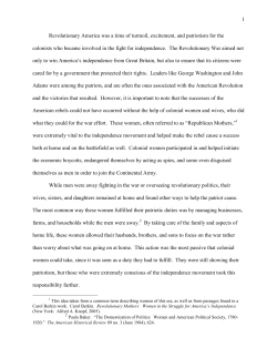 Introductory History Seminar: Women in the American Revolution