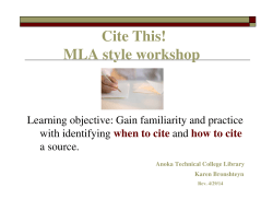 Cite This! MLA style workshop