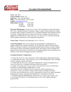 syllabus for shakespeare