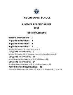 THE COVENANT SCHOOL SUMMER READING GUIDE 2016 Table