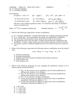 1 JASPERSE CHEM 210 PRACTICE TEST 2 VERSION 3 Ch. 14