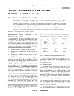 Hydrogen Production Using Sea Water Electrolysis