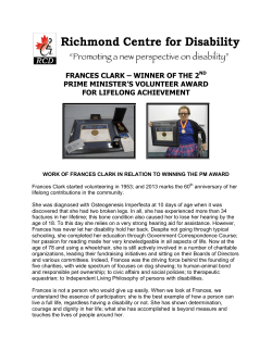 FRANCES CLARK &ndash; WINNER OF THE 2ND PRIME MINISTER`S