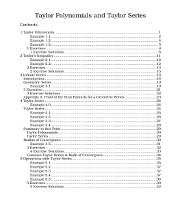 Taylor Polynomials and Taylor Series