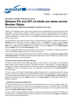 Between 8% and 25% of adults are obese across