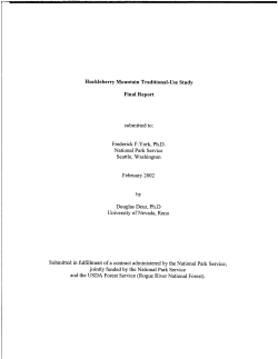 Huckleberry Mountain Traditional-Use Study Final Report submitted to