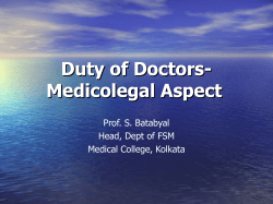 Duty of Doctors- Medicolegal Aspect