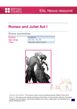 Romeo and Juliet Act I Nexus resource - EAL Nexus