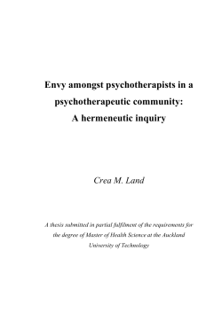 Envy amongst psychotherapists in a psychotherapeutic community