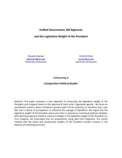 Unified Government, Bill Approval, and the Legislative Weight of the