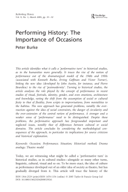 Performing History: The Importance of Occasions