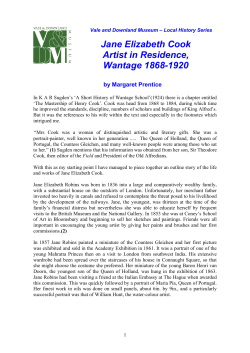 Jane Elizabeth Cook Artist in Residence, Wantage 1868-1920