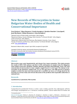 New Records of Microcystins in Some Bulgarian Water Bodies of